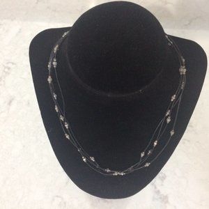 Silpada Leather Necklace with White CZ & Beads